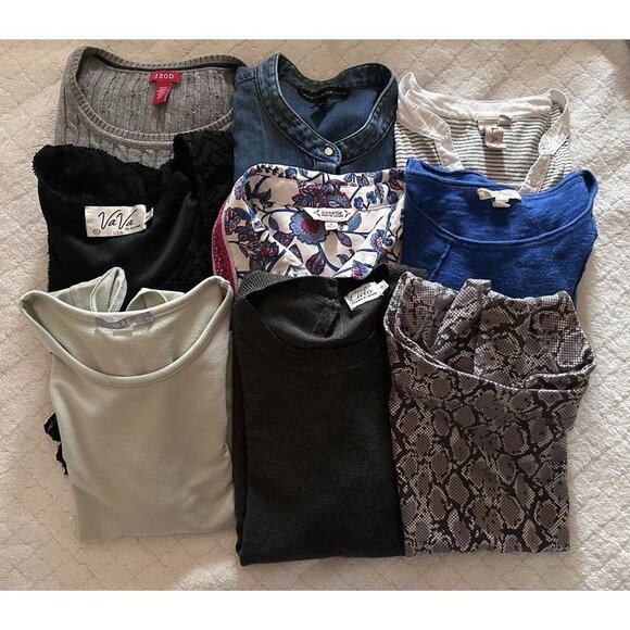 Lot of 9 Blouses Women’s Size Small Multi Brands Eileen Fisher Guess Tart - Picture 1 of 13